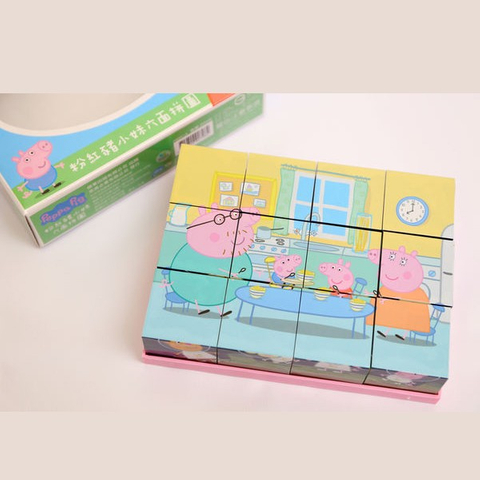 紅豬立體六面積木拼圖12粒 客製