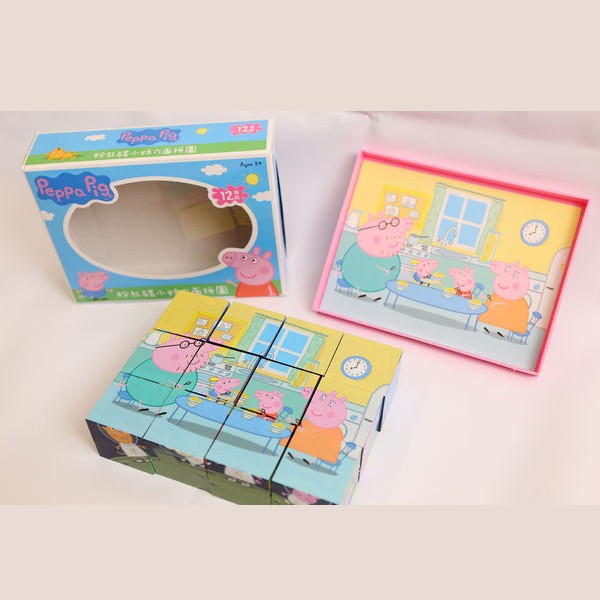 紅豬立體六面積木拼圖12粒 客製